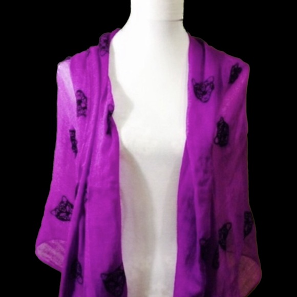 BCBG purple and black scarf 30" x 70" animal print - Picture 2 of 9